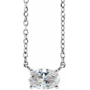 14K White 1/4 CTW Lab-Grown Diamond Solitaire 16-18" Necklace