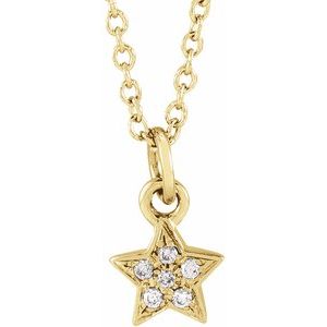 14K Yellow .03 CTW Natural Diamond Youth Petite Star 15" Necklace