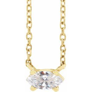 14K Yellow 1/4 CT Natural Diamond Solitaire 16-18" Necklace