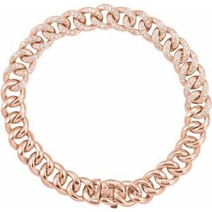 14K Rose 3/4 CTW Natural Diamond Curb 7" Bracelet