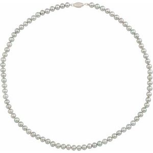 14K White Cultured Gray Freshwater Pearl 16" Necklace