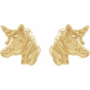 14K Yellow Youth Unicorn Earrings