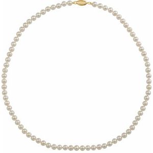 14K Yellow Cultured White Freshwater Pearl 16" Necklace