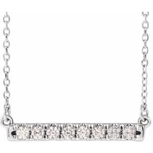 14K White 1/4 CTW Lab-Grown Diamond French-Set Bar 18" Necklace