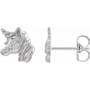 14K White Youth Unicorn Earrings