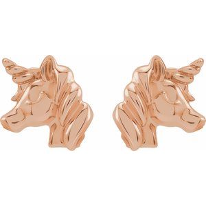 14K Rose Youth Unicorn Earrings