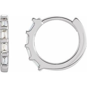 14K White 1/10 CTW Natural Diamond Huggie Earrings