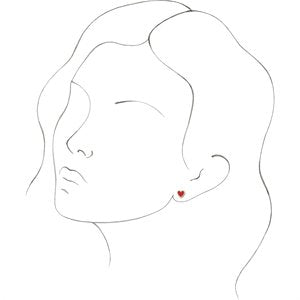 14K Rose White Enameled Heart Earrings