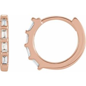 14K Rose 1/10 CTW Natural Diamond Huggie Earrings