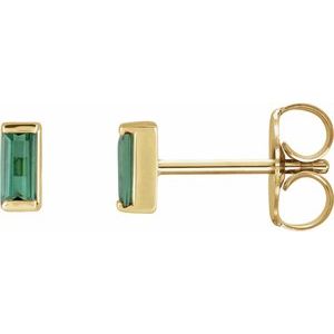 14K Yellow Natural Green Tourmaline Channel-Set Earrings