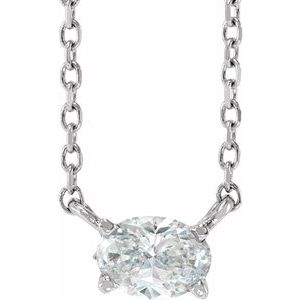 14K White 1/2 CTW Lab-Grown Diamond Solitaire 16-18" Necklace