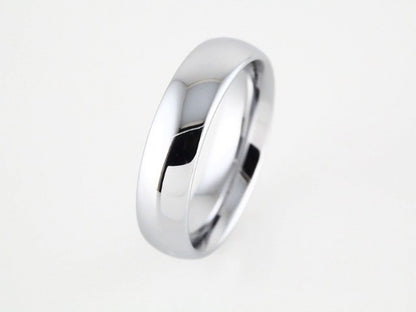 White Tungsten 6 mm Half Round Band Size 10