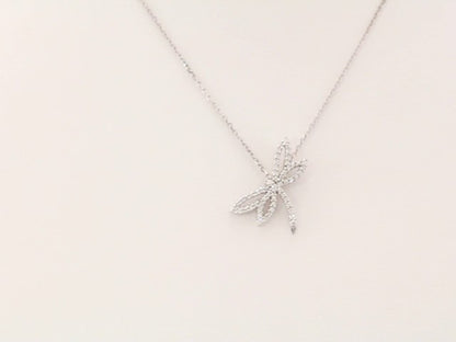 14K White 1/4 CTW Natural Diamond Dragonfly 16" Necklace